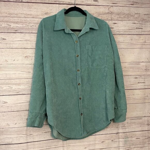 Unbranded Turquoise Corduroy Shacket Large - Picture 2 of 6